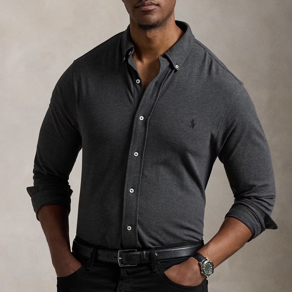 Ralph Lauren Men's Charcoal Gray Featherweight Mesh Button Down‎ Size XL - Picture 2 of 7